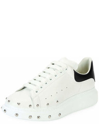 Alexander McQueen Studded Leather Low Top Sneaker Whiteblack
