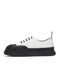 Jil Sander White And Black Antick Platform Sneakers