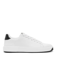 Balmain White And Black Leather B Court Sneakers