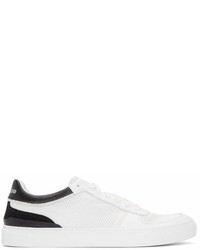 Stone Island White And Black Mesh And Leather Sneakers