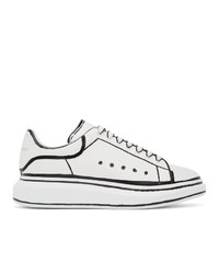 Alexander McQueen White And Black Outline Oversized Sneakers