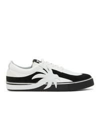 Palm Angels White And Black Palm Vulcanized Low Sneakers