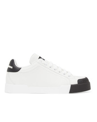 Dolce and Gabbana White And Black Portofino Sneakers