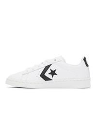 Converse White And Black Pro Leather Ox Low Sneakers