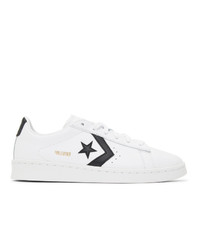 Converse White And Black Pro Leather Ox Low Sneakers