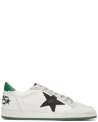 Golden Goose White And Green Crack Ball Star Sneakers