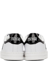 VERSACE JEANS COUTURE White Black 88 V Emblem Court Sneakers