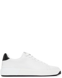 Balmain White Black Leather B Court Sneakers