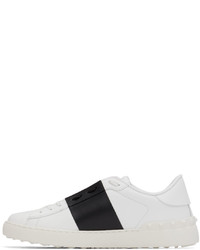 Valentino Garavani White Black Leather Open Sneakers