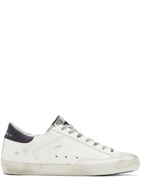 Golden Goose White Navy Dotted Super Star Sneakers