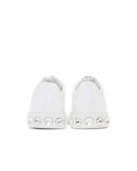 Miu Miu White Patent Crystal Sneakers