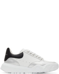 Alexander McQueen White Silver Court Trainer Sneakers