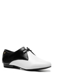 White and Black Leather Oxford Shoes