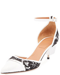 Givenchy Lace Leather Screw Heel Pump Blackwhite