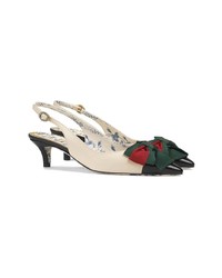 Gucci Leather Sling Back Pump With Web Bow