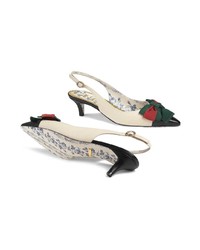 Gucci Leather Sling Back Pump With Web Bow