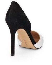 Vince Camuto Norell Patent Leather Suede Point Toe Dorsay Pumps