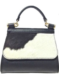 Leather Country Black White Satchel