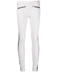 White and Black Leather Skinny Pants