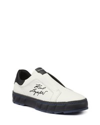KARL LAGERFELD PARIS Laceless Logo Leather Sneaker In White At Nordstrom