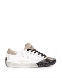 White and Black Leather Sneakers
