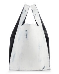 Maison Margiela Bianchetto Hand Painted Leather Shopper In Blackwhite At Nordstrom