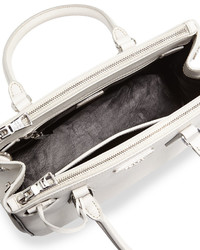 Prada Saffiano Lux Double Zip Tote Bag Whiteblack