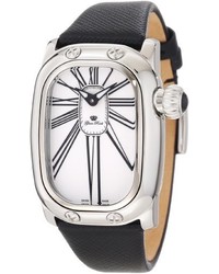 Glam Rock Gr72005 Blk Monogram White Dial Leather Watch