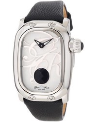 Glam Rock Gr72035 Stainless Steel Monogram Onyx Watch With Black Leather Band