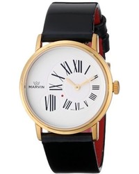 Marvin M025522564 Origin White Dial Rose Gold Plated Black Patent Leather Strap Watch