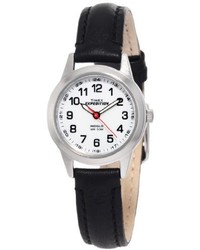 Timex T49872 Expedition Metal Field Mini Black Leather Strap Watch