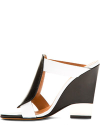 Givenchy Black White Leather Wedge Sandals