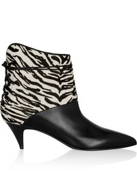White and Black Leopard Ankle Boots