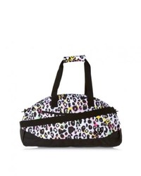 White and Black Leopard Canvas Duffle Bag