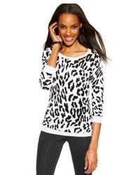 INC International Concepts Leopard Print Embellished Sweater