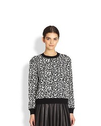Rebecca Taylor Leopard Print Sweatshirt Blackwhite