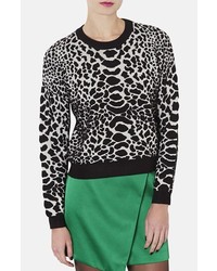 Topshop Quilted Animal Spot Sweater Black 2
