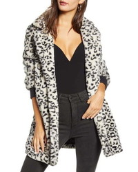 White and Black Leopard Fur Coat