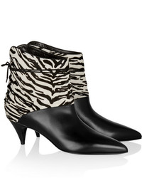 Saint Laurent Cat Zebra Print Calf Hair And Leather Ankle Boots