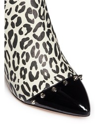Nobrand Myrtle Leopard Print Stud Leather Ankle Boots