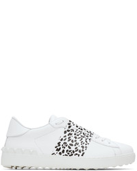 Valentino Garavani White Black Leopard Open Sneakers