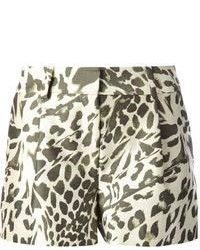 White and Black Leopard Shorts