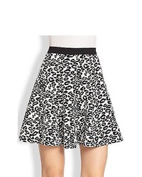 White and Black Leopard Skater Skirt