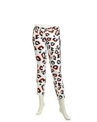 L.A.M.B. Leopard Print Skinny Twill Pants Whitemand