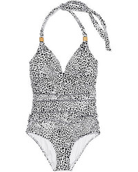White and Black Leopard Swimsuit