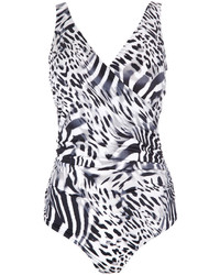 Wallis Black And White Animal Swimsuit