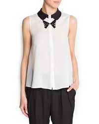 Mango Outlet Crystals Bow Tie Necklace Blouse