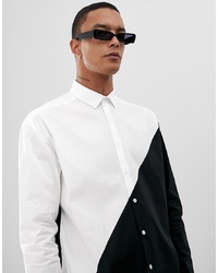 ASOS DESIGN Oversized Monochrome Cut Sew Poplin Shirt