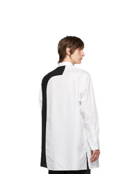 Yohji Yamamoto White And Black Colorblocked Shirt