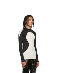 Sankuanz Black And Off White Colorblock Long Sleeve T Shirt